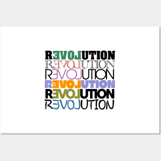 Revolution word pun wordplay typography themed colorfull design Posters and Art